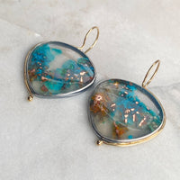 Chrysocolla in Quartz with Native Copper Earrings